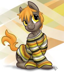 blush bottomless clothed clothing cutie_mark earth_pony equid equine fan_character feral hasbro horse male mammal my_little_pony pony quadruped rawrcharlierawr smile solo sweater tail topwear umber