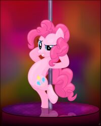 4:5 absurd_res dancing earth_pony equid equine female feral friendship_is_magic fur hair hasbro hi_res horse mammal my_little_pony pink_body pink_fur pink_hair pinkie_pie_(mlp) pole pony solo stinkehund tail