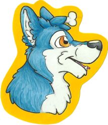 2011 alpha_channel ambiguous_gender anthro blue_husky bone bone_behind_ear canid canine happy headshot_portrait inkedxdog mammal marker_(artwork) object_behind_ear portrait side_view smile solo traditional_media_(artwork) wachhund_(character) wolfie_(disambiguation)