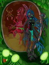 3:4 anthro anthrofied arthropod biomechanical bionicle changeling crossover female friendship_is_magic glowing group hasbro hi_res humanoid lego linked magic mirror my_little_pony queen_chrysalis_(mlp) rahi roodaka royalty sleepingeel visorak vortixx wings