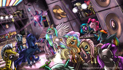 2012 absolutely_everyone absurd_res alexmakovsky alicorn alligator alligatorid antlers apple_bloom_(mlp) applejack_(mlp) armor balloon balloon_with_face blonde_hair blue_body blue_eyes blue_feathers blue_fur chimera clothing cowboy_hat crocodilian cutie_mark derpy_hooves discord_(mlp) draconequus earth_pony equid equine eyewear feathered_wings feathers female feral fluttershy_(mlp) freckles friendship_is_magic fur green_eyes group gummy_(mlp) hair hasbro hat headgear headwear hi_res horn horse inflatable inside large_group lyra_heartstrings_(mlp) male mammal mr._cake_(mlp) mrs._cake_(mlp) multicolored_hair my_little_pony mythological_creature mythological_equine mythology nightclub party pegasus pink_body pink_fur pink_hair pinkie_pie_(mlp) pony princess_celestia_(mlp) princess_luna_(mlp) purple_eyes purple_hair rainbow_dash_(mlp) rainbow_hair rarity_(mlp) red_eyes reptile rocky_(mlp) royal_guard_(mlp) scalie speaker sunglasses trixie_(mlp) twilight_sparkle_(mlp) two_tone_hair unicorn vinyl_scratch_(mlp) wings yellow_body yellow_feathers