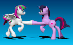 2012 blossomforth_(mlp) contrast creepy cutie_mark digital_media_(artwork) duo equid equine eye_contact feathered_wings feathers female feral fist_bump friendship_is_magic full-length_portrait fur gesture gradient_background hair harikon hasbro horn looking_at_another mammal multicolored_hair my_little_pony mythological_creature mythological_equine mythology nude pegasus portrait purple_body purple_fur purple_hair shadow side_view simple_background symmetry twilight_sparkle_(mlp) two_tone_hair unicorn white_body white_feathers wings