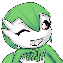 1:1 female gardevoir generation_3_pokemon low_res mammal meme nintendo not_furry one_eye_closed pokemon pokemon_(species) solo u_r_simgle unknown_artist wink