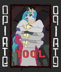 2013 absurd_res band creepy crossover female friendship_is_magic grimdark hasbro hi_res my_little_pony nightmare_fuel opiate panzerschreckleopard princess_celestia_(mlp) solo tools