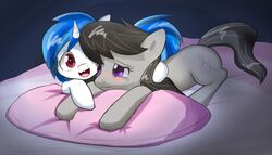 7:4 aymint bed duo earth_pony equid equine female feral friendship_is_magic furniture hasbro horn horse mammal my_little_pony mythological_creature mythological_equine mythology octavia_(mlp) pillow pony unicorn vinyl_scratch_(mlp)