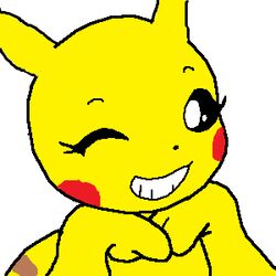 1:1 female fur generation_1_pokemon low_res mammal meme nintendo one_eye_closed pikachu pokemon pokemon_(species) rodent solo u_r_simgle unknown_artist wink yellow_body yellow_fur