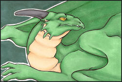 ambiguous_gender banrai belly_scales border colored_pencil_(artwork) countershading dragon european_mythology feral frill_(anatomy) green_body green_scales grey_horn half-length_portrait horn looking_back marker_(artwork) membrane_(anatomy) membranous_frill membranous_wings mixed_media mythological_creature mythological_scalie mythology portrait pupils scales scalie simple_background slit_pupils solo tan_body tan_countershading teal_background traditional_media_(artwork) western_dragon wings yellow_eyes yellow_membrane