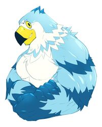 2013 animal_crossing anthro avian beak biceps big_muscles bird blue_body clothed clothing falcon falconid feathers grin kokukokuboo looking_at_viewer male merlin_(bird) muscular muscular_anthro muscular_male nintendo nude pecs pierce_(animal_crossing) pose simple_background smile solo teeth topless white_background white_body yellow_eyes