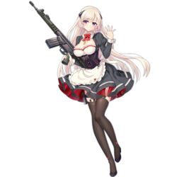  alternate_costume assault_rifle bangs battle_rifle black_dress black_legwear blonde_hair blush breasts closed_mouth dress eyebrows_visible_through_hair female full_body g3_(girls_frontline) girls_frontline gun h&amp;k_g3 hair_ornament headgear holding holding_gun holding_weapon large_breasts long_hair long_sleeves looking_at_viewer medium_breasts official_art philomelalilium purple_eyes rifle smile solo thighhighs transparent_background very_long_hair weapon 