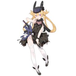  bare_shoulders black_dress black_footwear black_hat black_scarf blonde_hair blush candy chinese_text dress female food full_body garter_straps girls&#039;_frontline gun hair_between_eyes hair_ornament hat lollipop long_hair looking_at_viewer official_alternate_costume official_art pandegg scarf shoes sleeveless sleeveless_dress solo sr-3mp sr-3mp_(bunny_macchiato)_(girls&#039;_frontline) sr-3mp_(girls&#039;_frontline) stuffed_animal stuffed_rabbit stuffed_toy submachine_gun thighhighs tongue tongue_out transparent_background twintails very_long_hair weapon white_thighhighs 