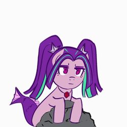  1:1 2016 :&lt; :o :| accessory animated aria_blaze_(eg) blinking closed_eyes digital_media_(artwork) equestria_girls eyeshadow female fin frown hair hair_accessory hasbro jewelry low_res makeup musical_note my_little_pony necklace open_mouth purple_body purple_eyes purple_eyeshadow purple_hair purple_scales rock scales short_playtime simple_background singing siren tail tail_motion tailwag twintails_(hairstyle) tzc white_background 