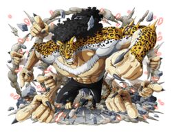  2018 5:4 abs alpha_channel anthro attack black_clothing black_hair bodskih bottomwear claws clothing dust felid fur hair leopard male mammal one_piece pantherine pants rob_lucci_(one_piece) simple_background solo transparent_background yellow_body yellow_fur 