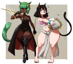  2022 absurd_res animal_humanoid avian bird breasts cat_humanoid chel cleavage clothed clothing columbid cosplay dark_body dark_skin dodo dodo_(nuclearwasabi) dreamworks duo extinct felid felid_humanoid feline feline_humanoid female final_fantasy final_fantasy_xiv green_hair hair hi_res humanoid legwear mammal mammal_humanoid miqo&#039;te nuclearwasabi recently_extinct_species spy_x_family square_enix the_road_to_el_dorado thick_thighs thigh_highs yor_forger 