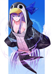  animal_hood bare_shoulders bikini black_bikini black_jacket blue_bow blue_eyes blue_sky blush bow breasts choker closed_mouth collarbone fate/grand_order fate_(series) female highres hood hood_up jacket ju-ok licking_lips long_hair long_sleeves looking_at_viewer meltryllis_(fate) meltryllis_(swimsuit_lancer)_(fate) meltryllis_(swimsuit_lancer)_(first_ascension)_(fate) penguin_hood photoshop_(medium) prosthesis prosthetic_leg purple_hair sky sleeves_past_fingers sleeves_past_wrists small_breasts smile swimsuit thighs tongue tongue_out very_long_hair 