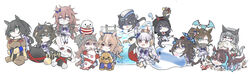  6+girls animal_ears antenna_hair bad_id bad_pixiv_id bat_(animal) beanie bird black_hair blob bow bowtie braid brown_hair bug butterfly chibi dodo_(bird) dream_journey_(racehorse) ear_ornament ears_through_headwear fenomeno_(racehorse) gassan_aya genderswap_(mtf) gold_ship_(umamusume) green_eyes grey_hair hair_between_eyes hat highres holding holding_stuffed_toy hood hood_up horse_ears horse_girl horse_tail horseshoe_ornament indy_champ_(racehorse) jacket kin&#039;iro_ryotei_(umamusume) ladder lobster long_hair mask medium_hair mouth_mask multicolored_hair multiple_girls nakayama_festa_(umamusume) nakayama_knight_(racehorse) ocean_blue_(racehorse) oju_chosan_(racehorse) one_eye_closed open_clothes open_jacket orfevre_(umamusume)_(old_design) original personification pillbox_hat pink_eyes pleated_skirt ponytail pool puffy_short_sleeves puffy_sleeves purple_bow purple_bowtie purple_eyes purple_shirt rainbow_line_(racehorse) red_eyes rule_63 sailor_collar sailor_shirt school_uniform sheep shirt short_sleeves skirt streaked_hair stuffed_animal stuffed_toy summer_uniform tail thighhighs tracen_school_uniform two-tone_hair umamusume water white_background white_hair white_skirt win_bright_(racehorse) 