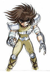  armor male male_focus oldschool original_version pegasus_seiya s-jou saint_seiya seiya shijou_yukimasa shoulder_pads simple_background 