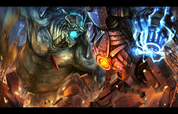  arm_cannon battle building charging_forward commentary_request destruction electricity fighting_stance gipsy_danger glowing hatomune6 jaeger_(pacific_rim) kaijuu leatherback letterboxed lightning_bolt_symbol mecha military military_vehicle monster muscular no_humans open_mouth pacific_rim photoshop_(medium) robot science_fiction sparkle super_robot teeth tower weapon 