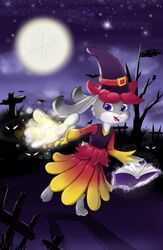  2017 akee_ck ambient_bat ambient_cat ambient_flier ambient_silhouette anthro bat clothed clothing digital_media_(artwork) disembodied_eyes disney female fur glowing glowing_eyes group halloween hi_res holidays in_tree judy_hopps lagomorph leporid mammal moon night plant purple_eyes rabbit silhouette simple_background solo_focus tree zootopia 