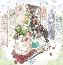  218 6+girls aohigeko apple broom buranko_(marchen) commentary_request dornroschen elisabeth_von_wettin flower food fruit idoko maerchen_(sound_horizon) multiple_girls nun nun_(marchen) princess red_flower red_rose rose schneewittchen sleeping_beauty sound_horizon 