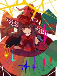  bow braid brown_hair dress extra_eyes female funamusea gloves hat hat_bow hinamizawa_1212 long_hair oounabara_to_wadanohara red_eyes red_gloves sailor_dress sailor_hat twin_braids wadanohara wadanohara_(red_sea) witch_hat 