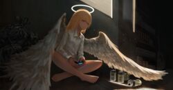  angel dark drink halo kagumanikusu original waifu2x wings 