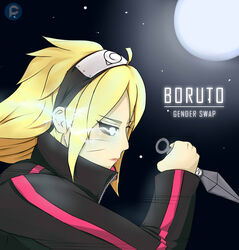  absurdres ansar-tsukiyama ass blonde_hair blue_eyes blush boruko boruto:_naruto_next_generations breasts commentary_request cowboy_shot facial_mark female from_behind genderswap_(mtf) heart highres large_breasts long_hair looking_at_viewer looking_back naruto_(series) parted_lips photoshop_(medium) rule_63 sexy_no_jutsu skindentation solo twintails uzumaki_boruto whisker_markings 