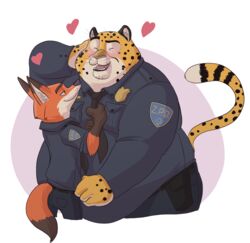  alpha_channel anthro baron_puddin_paws belly benjamin_clawhauser big_belly blush canid canine cheek_tuft cheetah clothed clothing digital_media_(artwork) disney duo facial_tuft felid feline fox fur hand_behind_head heart_symbol male male/male mammal markings narrowed_eyes nick_wilde obese obese_anthro obese_male overweight overweight_anthro overweight_male police police_uniform portrait red_fox romantic romantic_couple simple_background size_difference smile smirk spots spotted_body spotted_fur striped_markings striped_tail stripes tail tail_markings three-quarter_portrait transparent_background true_fox tuft uniform zootopia 