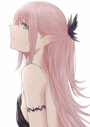  armlet bare_arms bare_back blue_eyes breasts closed_mouth commentary_request dress duplicate female from_side girls&#039;_frontline hair_ornament highres long_hair looking_at_viewer pink_hair pixel-perfect_duplicate profile selcky sleeveless sleeveless_dress small_breasts solo st_ar-15_(girls&#039;_frontline) st_ar-15_(prisoner_of_the_dream)_(girls&#039;_frontline) white_background 