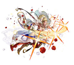  attack boots bouquet breasts bridal_gauntlets bridal_veil circlet cleavage dark-skinned_female dark_skin dress feather-trimmed_dress feather_trim female fire_emblem fire_emblem_awakening fire_emblem_heroes flavia_(bridal)_(fire_emblem) flavia_(fire_emblem) flower gold_bracelet gold_footwear high_heel_boots high_heels high_ponytail holding holding_bouquet holding_sword holding_weapon medium_breasts official_alternate_costume official_art open_mouth petals ponytail red_flower rose sidelocks smile solo sparks suzuki_rika sword veil weapon white_background white_dress 