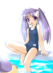  blush_stickers female flat_chest innertube long_hair name_tag norizou_type-r one-piece_swimsuit pool purple_eyes purple_hair sakura_(ukagaka) school_swimsuit solo swim_ring swimsuit twintails ukagaka unyuu water 