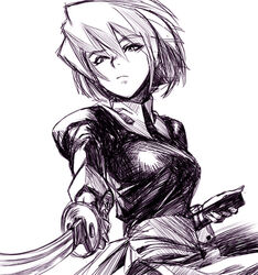  artist_request female kotonomiya_yuki long_sleeves maid monochrome purple_theme solo suigetsu sword weapon yami_yuki 