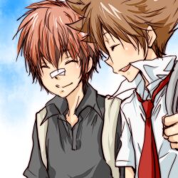  brown_hair katekyo_hitman_reborn kozato_enma red_hair sawada_tsunayoshi smile 