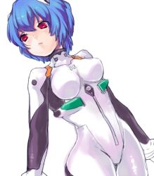  ayanami_rei bad_id bad_pixiv_id blue_hair bodysuit female lowres neon_genesis_evangelion plugsuit red_eyes rocb solo white_bodysuit 