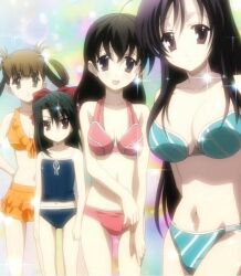  4girls anime_screenshot bikini katsura_kotonoha kiyoura_setsuna kuroda_hikari multiple_girls saionji_sekai school_days stitched swimsuit third-party_edit 