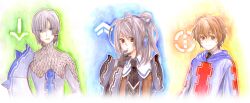  alexis_hilden blue_eyes blue_ribbon brown_eyes female grey_hair licorice_nelson long_hair military military_uniform mino_haru necktie nichol_martin nicols_martin orange_hair ponytail ribbon senjou_no_valkyria senjou_no_valkyria_2 short_hair uniform 