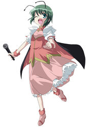  antennae bad_link blue_eyes cape dress female green_hair microphone mikage_baku solo touhou wriggle_nightbug 