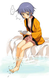  a1_(initial-g) barefoot bath_yukata doctor_fish feet female fish fish_pedicure hanten_(clothes) japanese_clothes kimono legs long_sleeves nagato_yuki onsen orange_kimono photoshop_(medium) short_hair sitting soaking_feet solo suzumiya_haruhi_no_yuuutsu tickling tickling_feet toes water yukata 