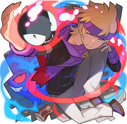  ambiguous_gender gastly generation_1_pokemon gengar group gym_leader human humanoid male mammal morty_(pokemon) naoki_saito nintendo pokemon pokemon_(species) 