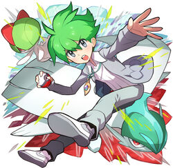  ambiguous_gender gallade generation_3_pokemon generation_4_pokemon group human humanoid mammal naoki_saito nintendo pokemon pokemon_(species) ralts wally_(pokemon) 