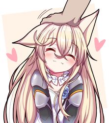  animal_ears blonde_hair blush closed_eyes closed_mouth female flower g41_(girls&#039;_frontline) girls&#039;_frontline hair_between_eyes headpat heart highres long_hair oerba_yun_fang patting solo_focus vector_(dmlddmld00) 