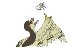  3:2 accipiter accipitrid accipitriform anthro anthro_pred avian avian_feet beak bird bodily_fluids brown_body brown_feathers brown_markings cheek_markings der digital_media_(artwork) doesnotexist duo eurasian_sparrowhawk facial_markings feathered_wings feathers feral feral_prey gryphon head_markings hi_res imminent_vore larger_pred lief_woodcock male male_pred male_prey markings micro mythological_avian mythological_creature mythology nirvash orange_markings paws saliva tan_body tan_feathers true_hawk winged_arms wings yellow_eyes 