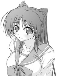  closed_mouth female greyscale kousaka_tamaki monochrome photoshop_(medium) school_uniform serafuku solo to_heart_(series) to_heart_2 upper_body yamaguchi_homupe 