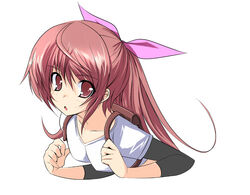  bad_link female hair_ribbon long_hair original ribbon shijou_sadafumi simple_background solo white_background 