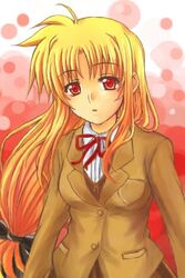  blonde_hair fate_testarossa female long_hair low-tied_long_hair lowres lyrical_nanoha mahou_shoujo_lyrical_nanoha_strikers solo yuki_mashiro 