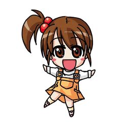  :d blush_stickers brown_eyes brown_hair dress female full_body hair_bobbles hair_ornament kneehighs kyon&#039;s_sister long_sleeves looking_at_viewer open_mouth orange_dress outstretched_arms pinafore_dress pocket raamen short_hair side_ponytail simple_background sleeveless sleeveless_dress smile socks solo spread_arms suzumiya_haruhi_no_yuuutsu sweater white_background white_sweater yellow_socks 