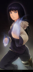  black_hair blue_eyes blurry depth_of_field female foton-ike highres hyuuga_hinata long_hair long_image naruto naruto_shippuuden solo tall_image 