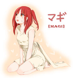  barefoot female long_hair magi magi_the_labyrinth_of_magic maintain_(2237320) morgiana open_mouth orange_eyes red_hair side_ponytail simple_background sitting solo tears white_background 