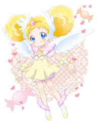  bad_id bad_pixiv_id bare_legs blonde_hair bloomers blue_eyes blush candy_(smile_precure!) chiririn choker double_bun earrings female full_body hair_bun head_wings heart jewelry outstretched_arms personification precure royal_candy shoes short_hair skirt smile smile_precure solo spread_arms underwear white_bloomers white_choker wings 