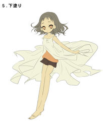  bare_arms bare_legs barefoot bear_(artist) colorized female looking_at_viewer lowres no_pupils numbered original simple_background solo unfinished white_background 