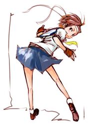  blue_sailor_collar female ichigoo kasugano_sakura photoshop_(medium) sailor_collar school_uniform serafuku sketch solo street_fighter 